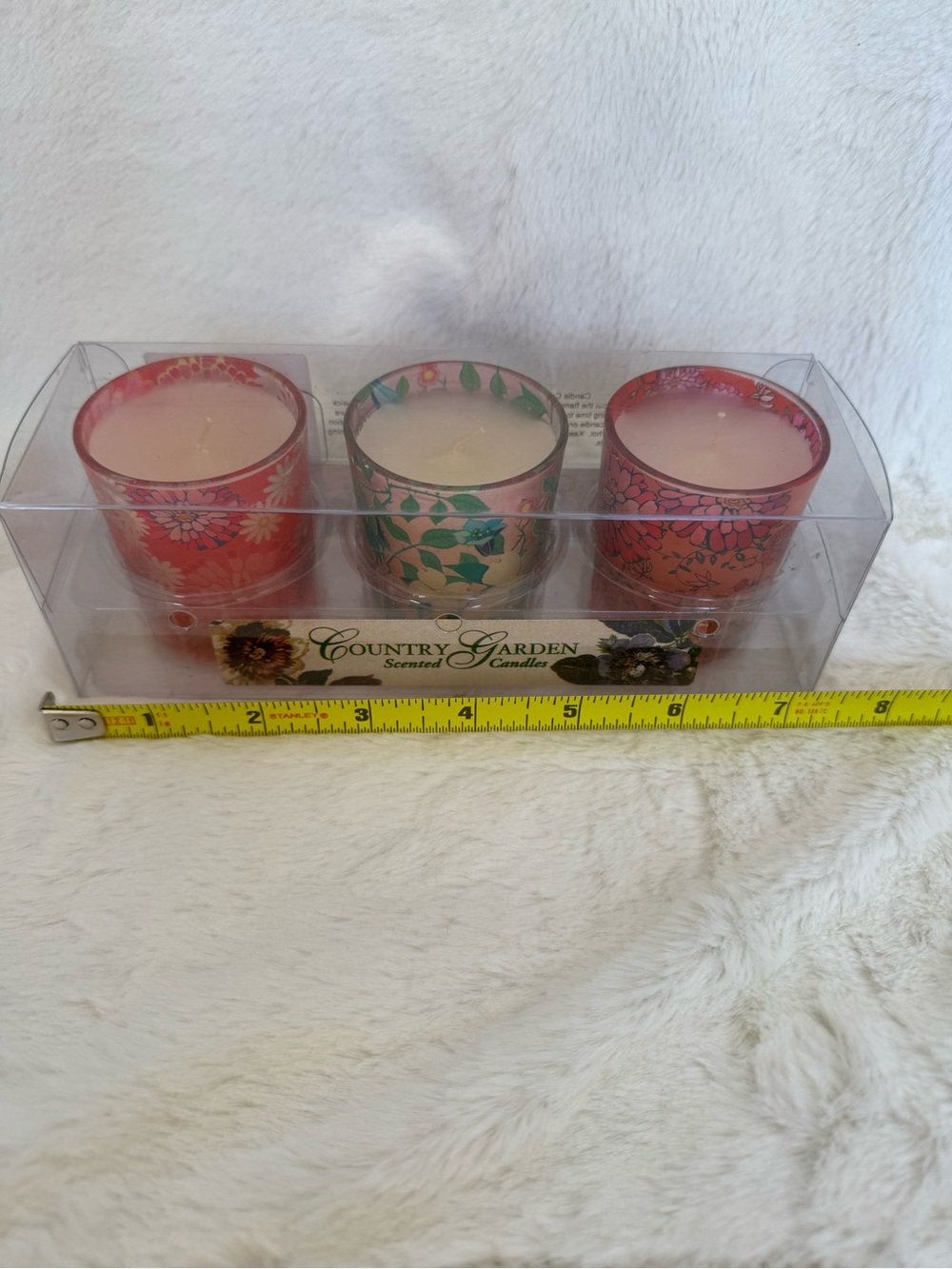 Pink Floral Votive Candle Set - 3 Pack